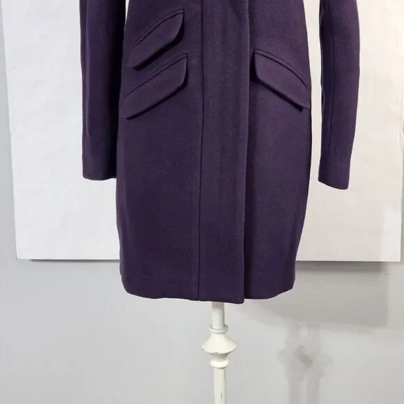 J Crew Cocoon Coat Italian Stadium Cloth Nello Gori Wool Purple Size 0 - Picture 4 of 12